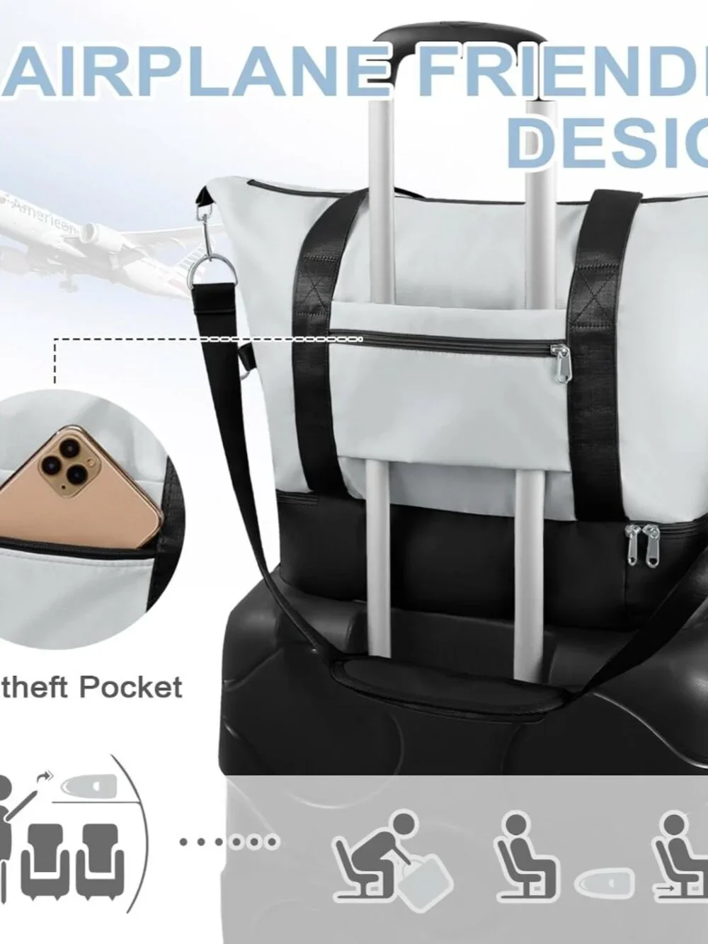 Weekender Bag for Women Travel,Overnight Bag with Shoe Compartment,Personal Item - Picture 6 of 6